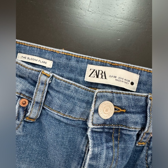 Zara the bloom flare crop jeans wide leg 6 blue - Picture 10 of 10